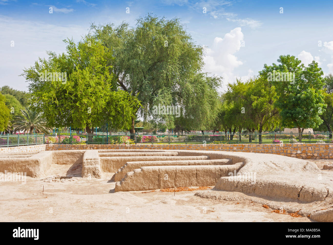 Remains of a settlement in Hili Archaeological Park, a Bronze Age site in Al Ain in the Emirate