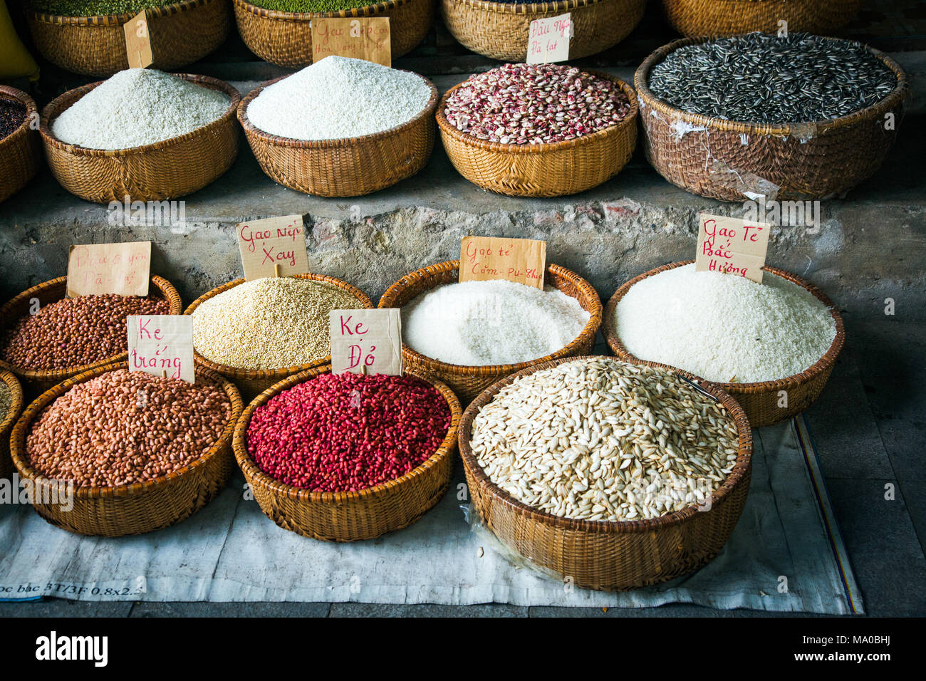 HANOI VIETNAM AUGUST 2017 Various type of cereal grains (seeds, rice