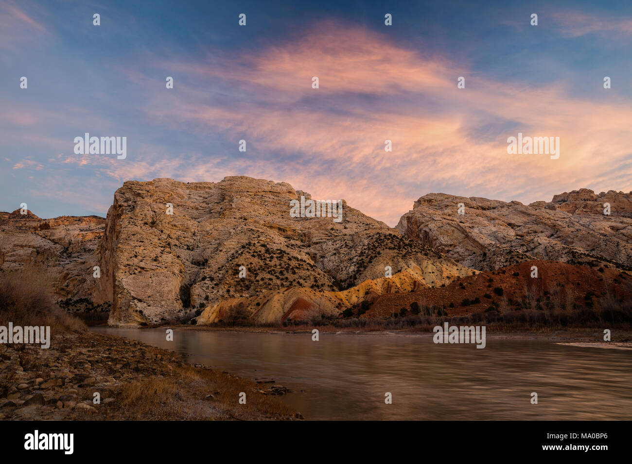 Sunrise along the Green River, Dinosaur National Monument, Utah Stock