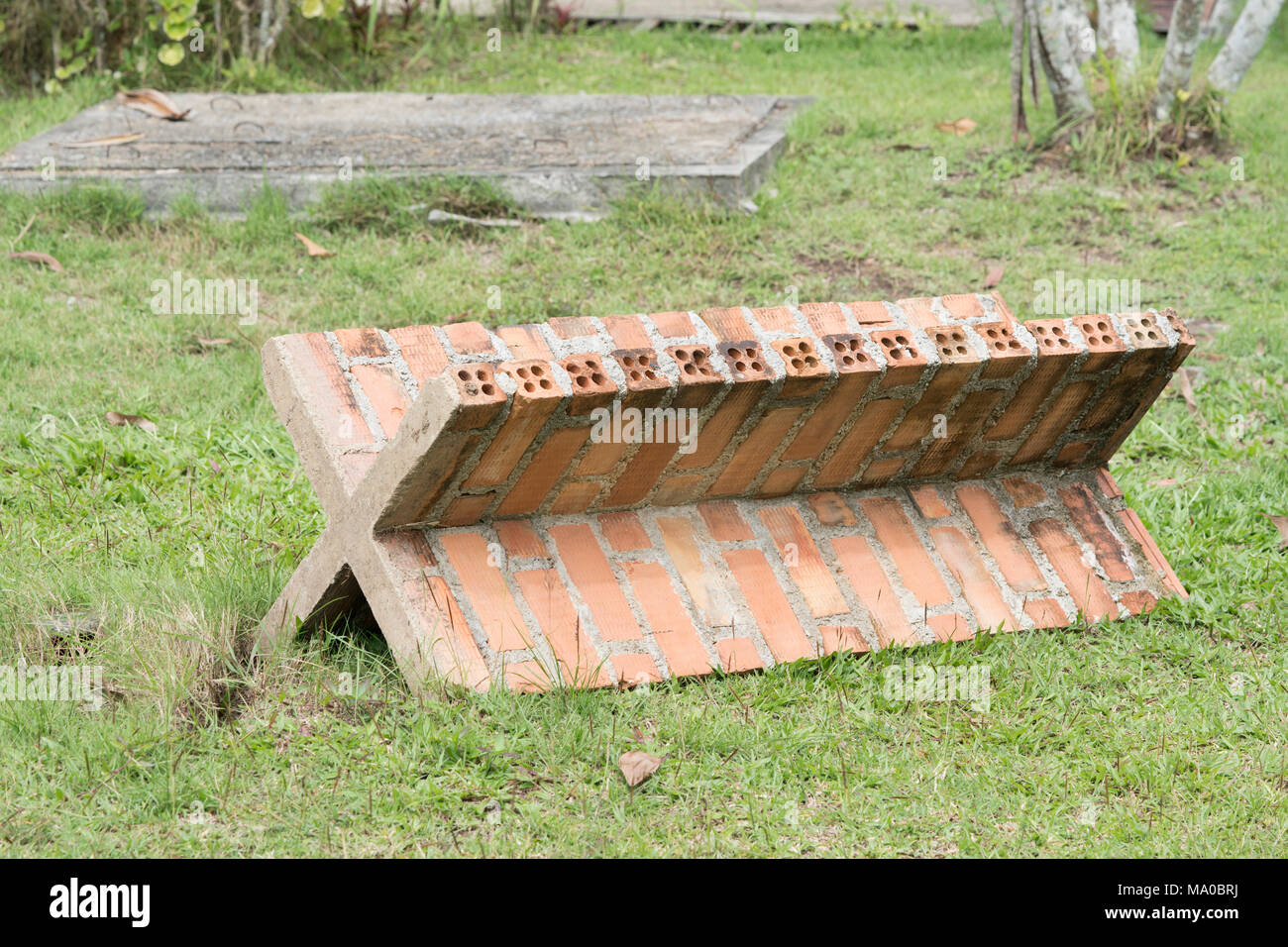 fragments of red bricks, A pile of old cement or broken Bricks Stock ...