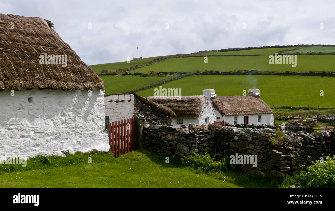 RS 8063  View towards Harry Kelly's Cottage, Cregneash, Isle of Man, UK Stock Photo