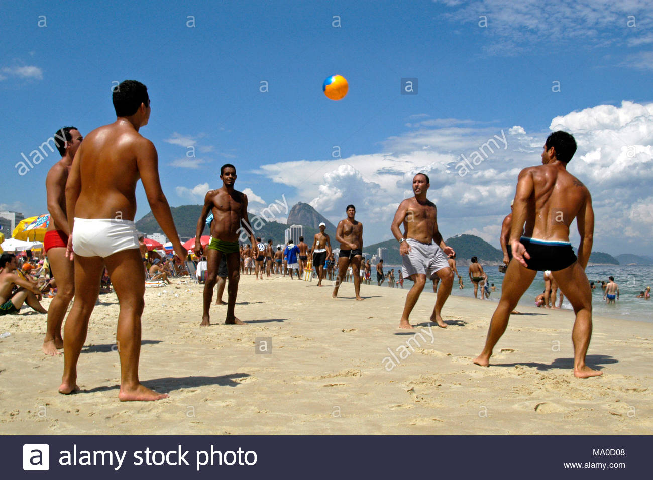 Football On Copacabana Beach Rio De Janeiro Brazil Stock