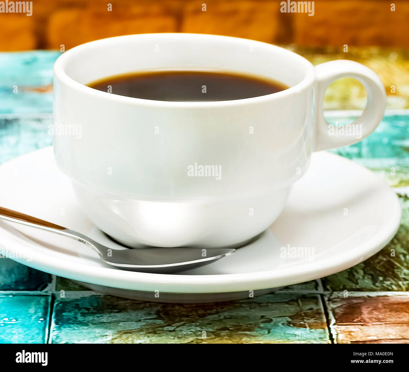 Hot Coffee Drink Representing Coffees Caffeine And Beverage Stock Photo