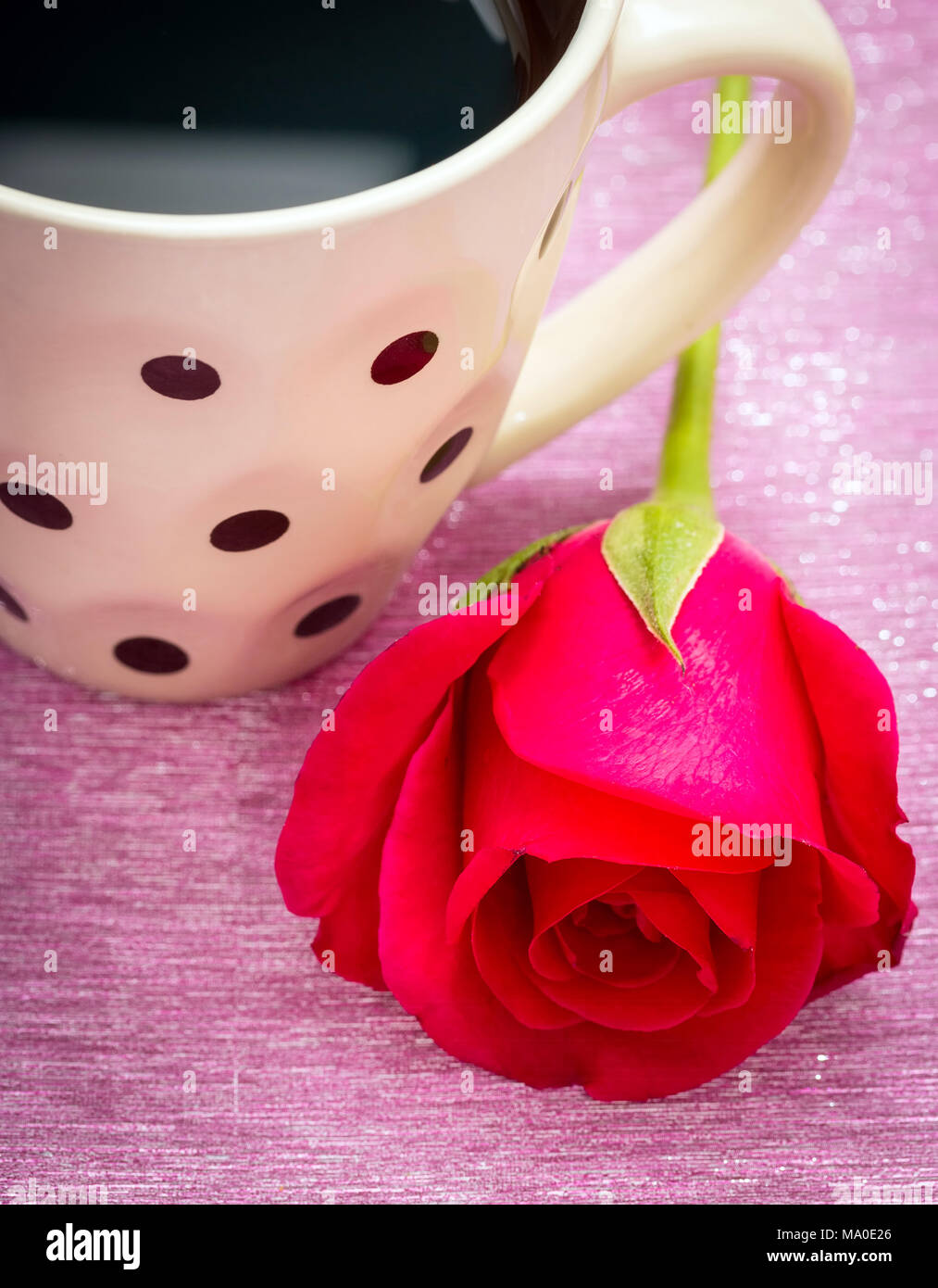 Coffee And Rose Indicating Refreshment Caffeine And Tasty Stock Photo ...
