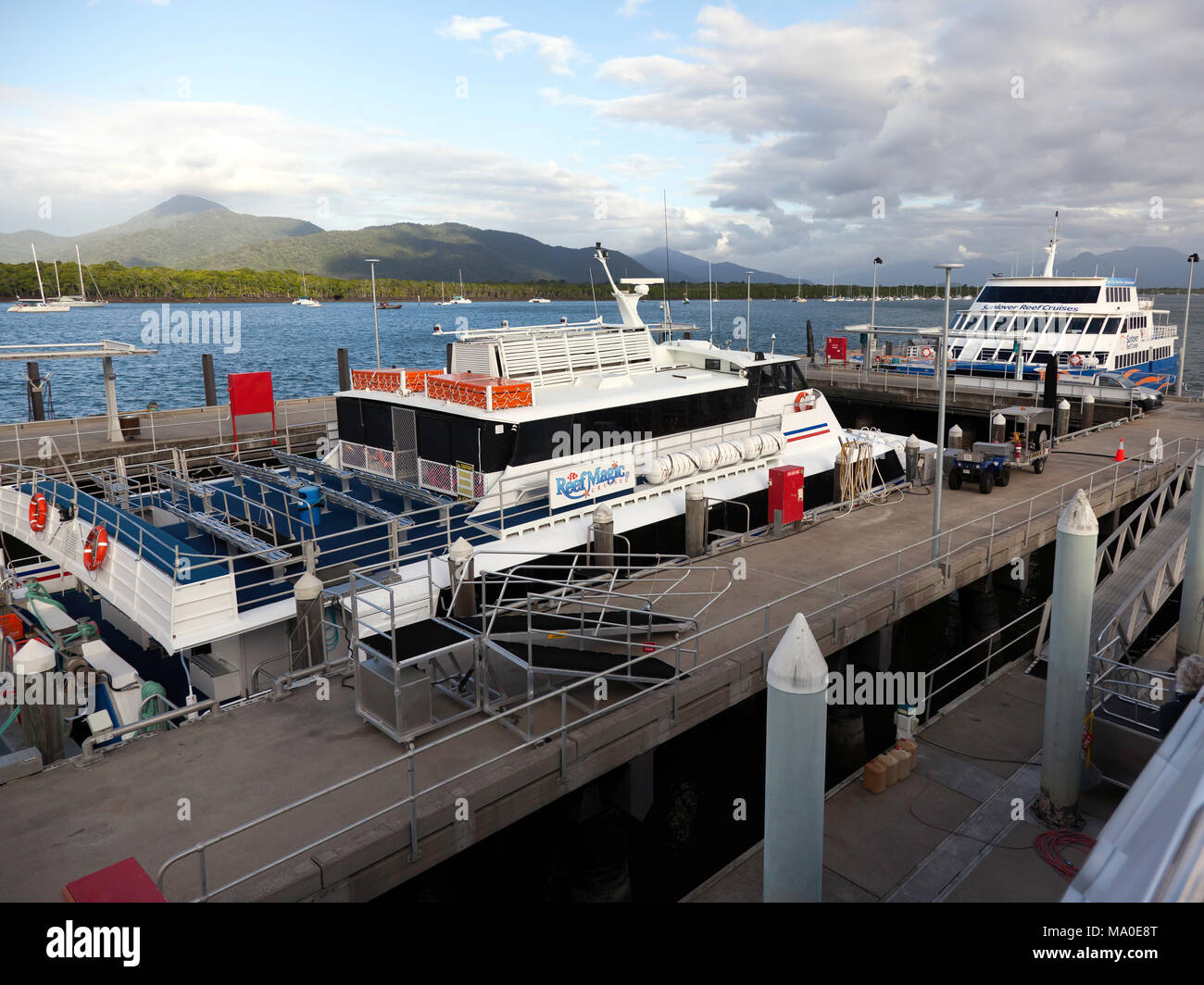 Early morning view of Cairns Marlin Marina, Queensland, Australia Stock