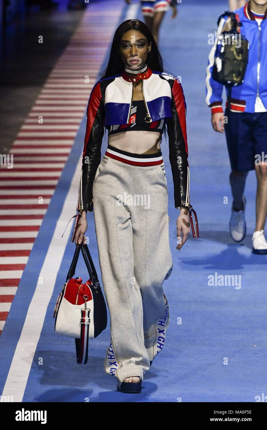 Milan Fashion Week Womenswear Autumn/Winter 2018/2019 - Tommy Hilfiger -  Catwalk Featuring: Winnie Harlow Where: Milan, Lombardy, Italy When: 25 Feb  2018 Credit: IPA/WENN.com **Only available for publication in UK, USA,  Germany,