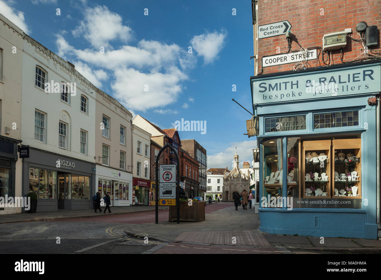 Street corner in Chichester city centre, West Sussex, England Stock Photo Alamy