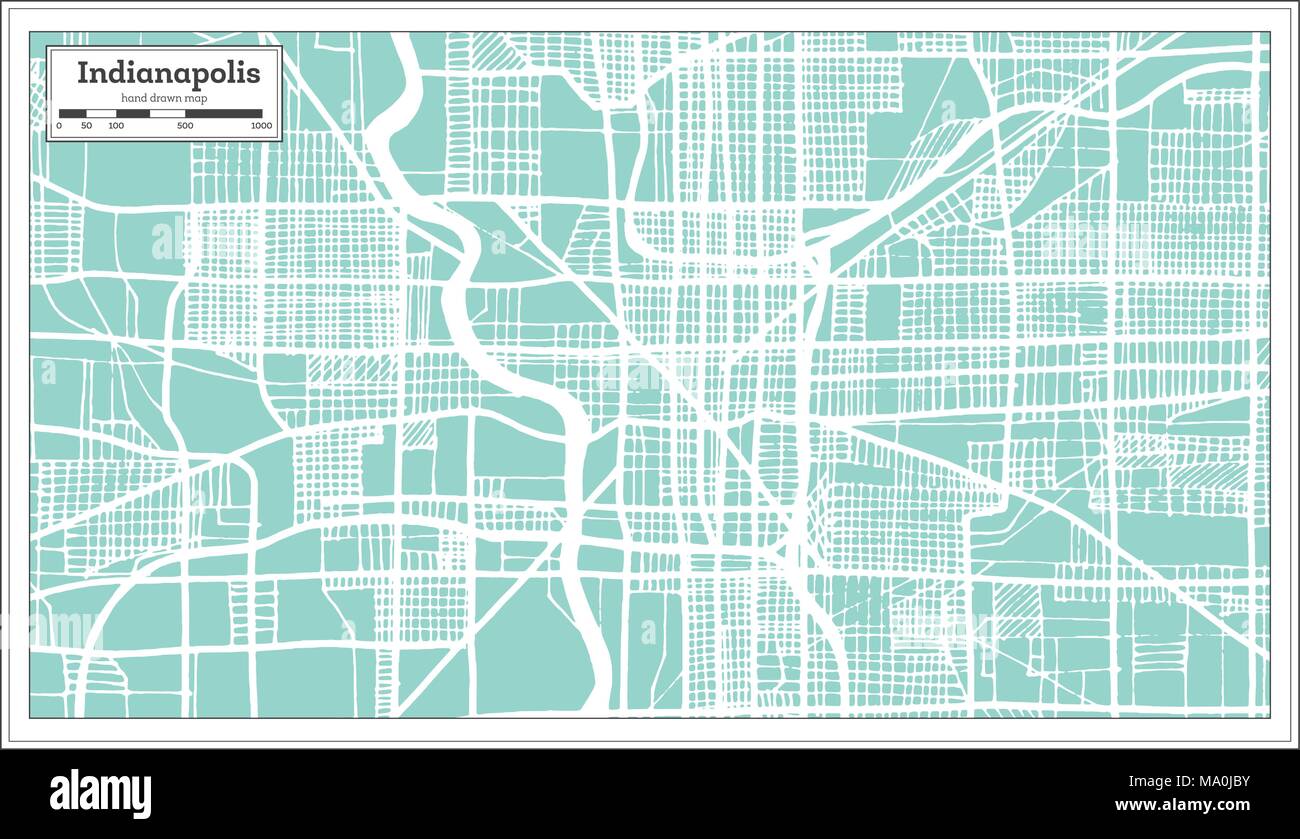Indianapolis USA City Map in Retro - Indianapolis Usa City Map In Retro Style Outline Map Vector Illustration MA0JBY