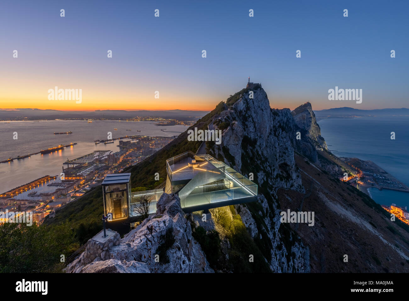 New Gibraltar Skywalk seen at Sunset Stock Photo