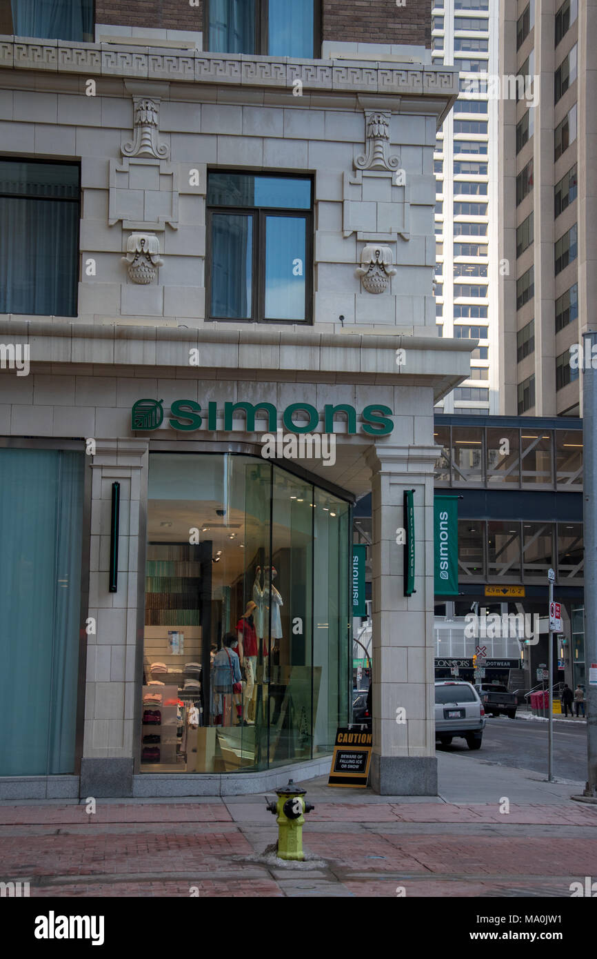La Maison Simons, Department Store on Stephen Avenue in downtown Calgary, Alberta. Stock Photo