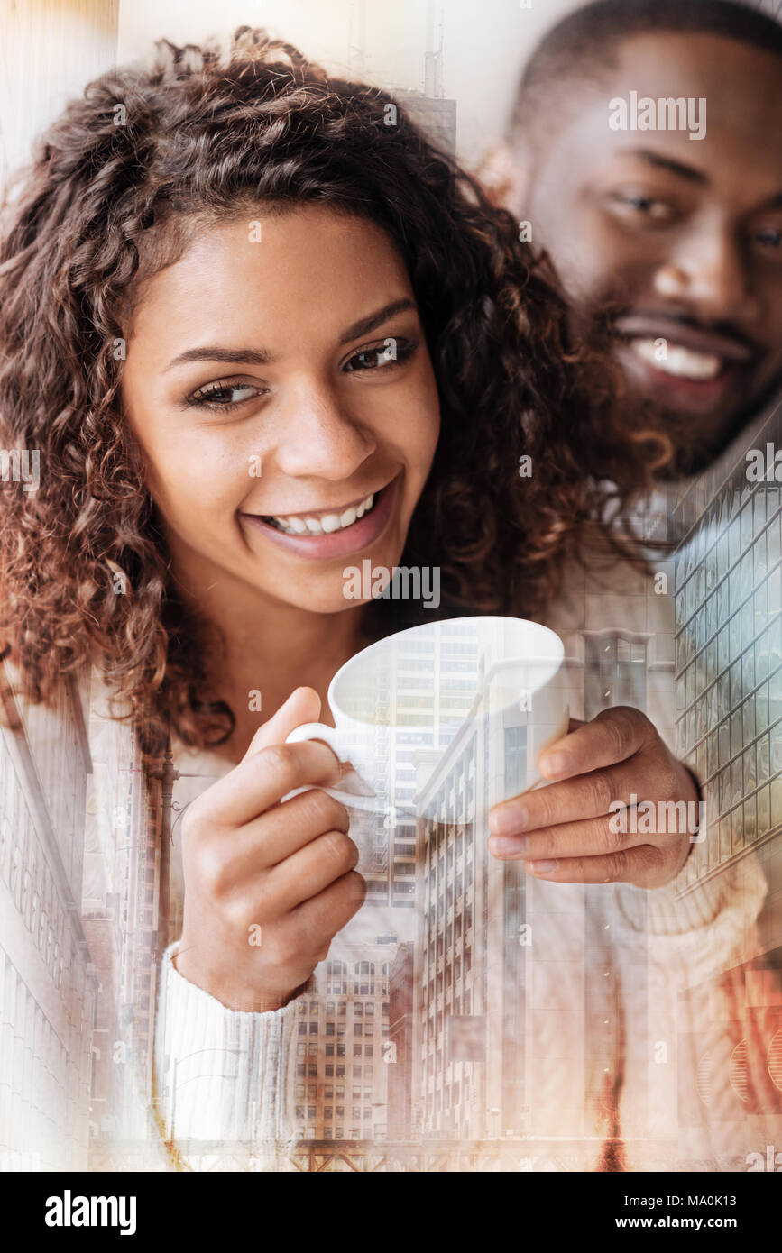 Adorable girl having pleasant time with her boyfriend Stock Photo - Alamy