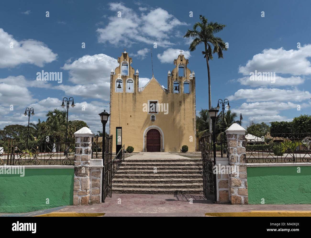 Temple and convent of San Antonio de Padua, Hopelchen, Mexico Stock Photo