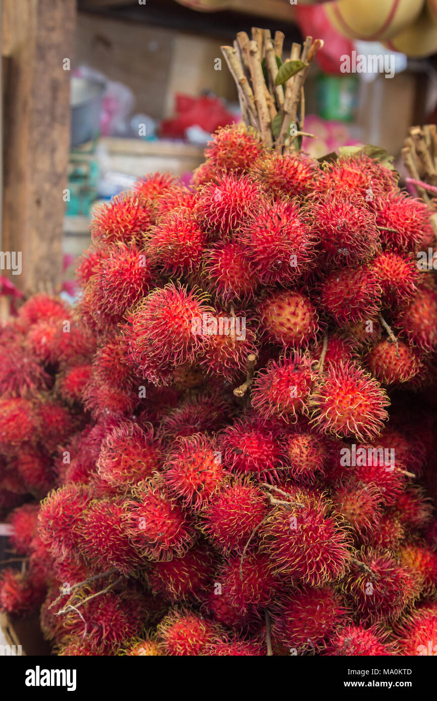 Rambutan or red hairy  lychee fruit Stock Photo