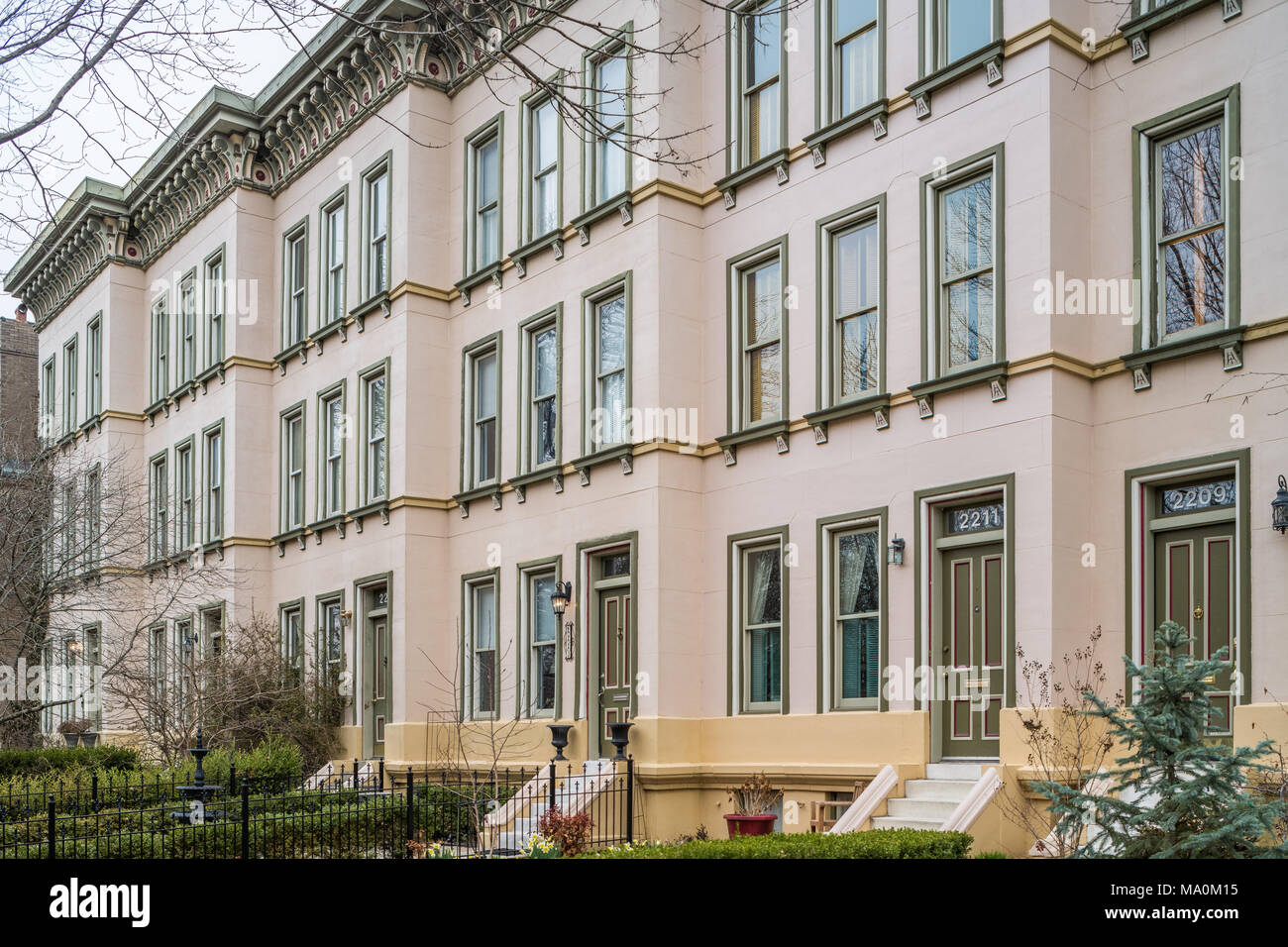 Historic houses in the Lafayette Square neighborhood of St. Louis Stock