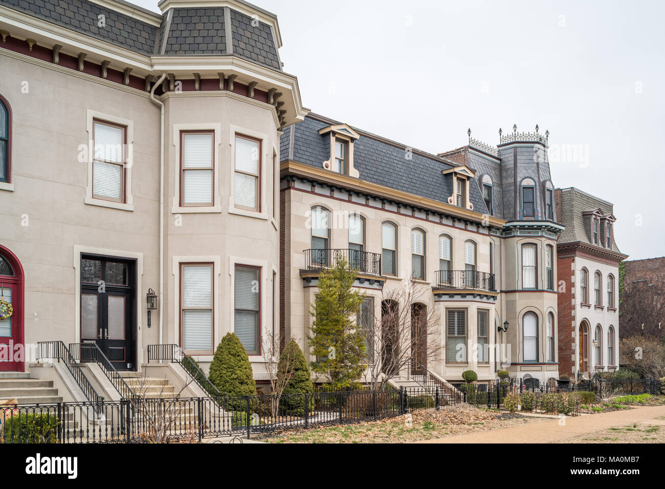 Historic houses in the Lafayette Square neighborhood of St. Louis Stock