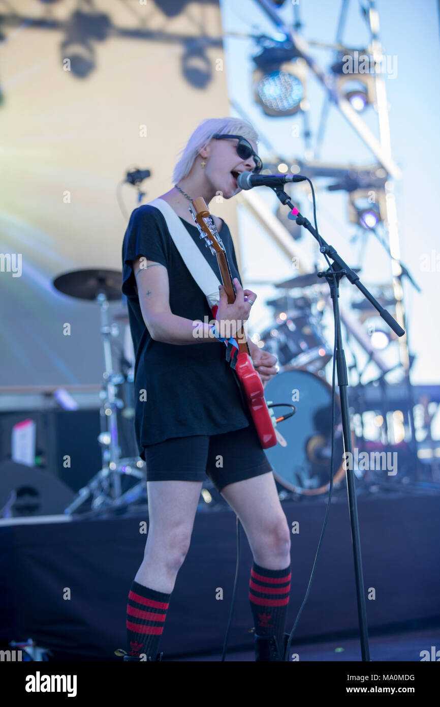 British band ‘Dream Wife’ performing live at the Majestic Hotel Beach - MIDEM international B2B music event, Cannes, France, June 6 2017 © ifnm Stock Photo