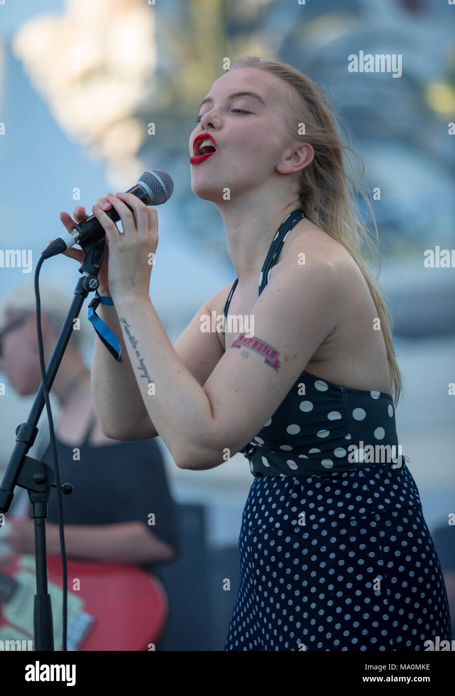 British band ‘Dream Wife’ performing live at the Majestic Hotel Beach - MIDEM international B2B music event, Cannes, France, June 6 2017 © ifnm Stock Photo