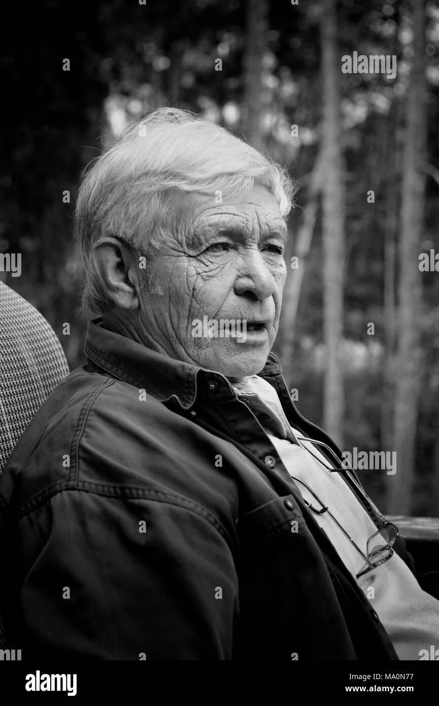an old man with much character in his face Stock Photo