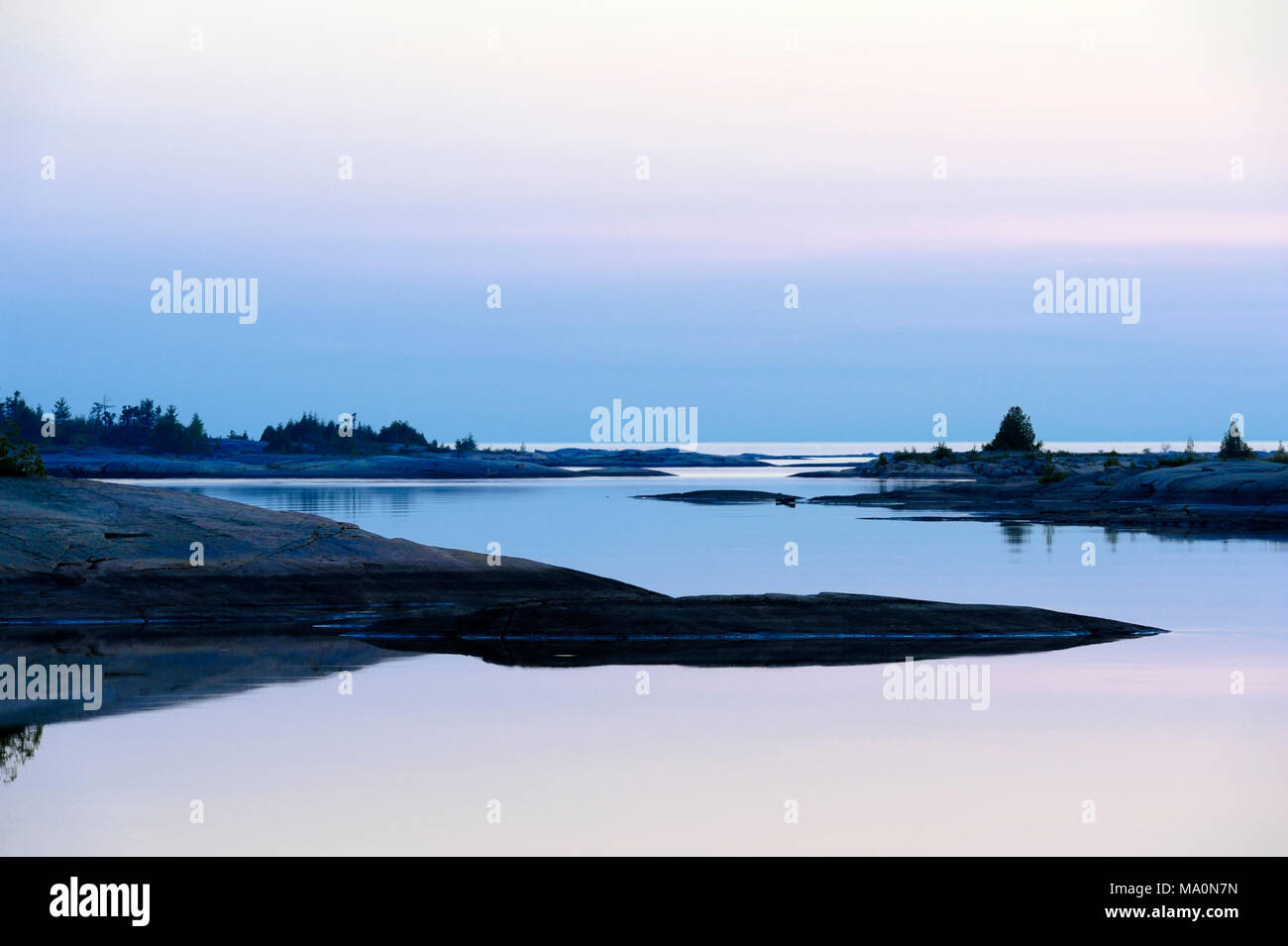 the beautiful pastel colours on a georgian bay evening Stock Photo