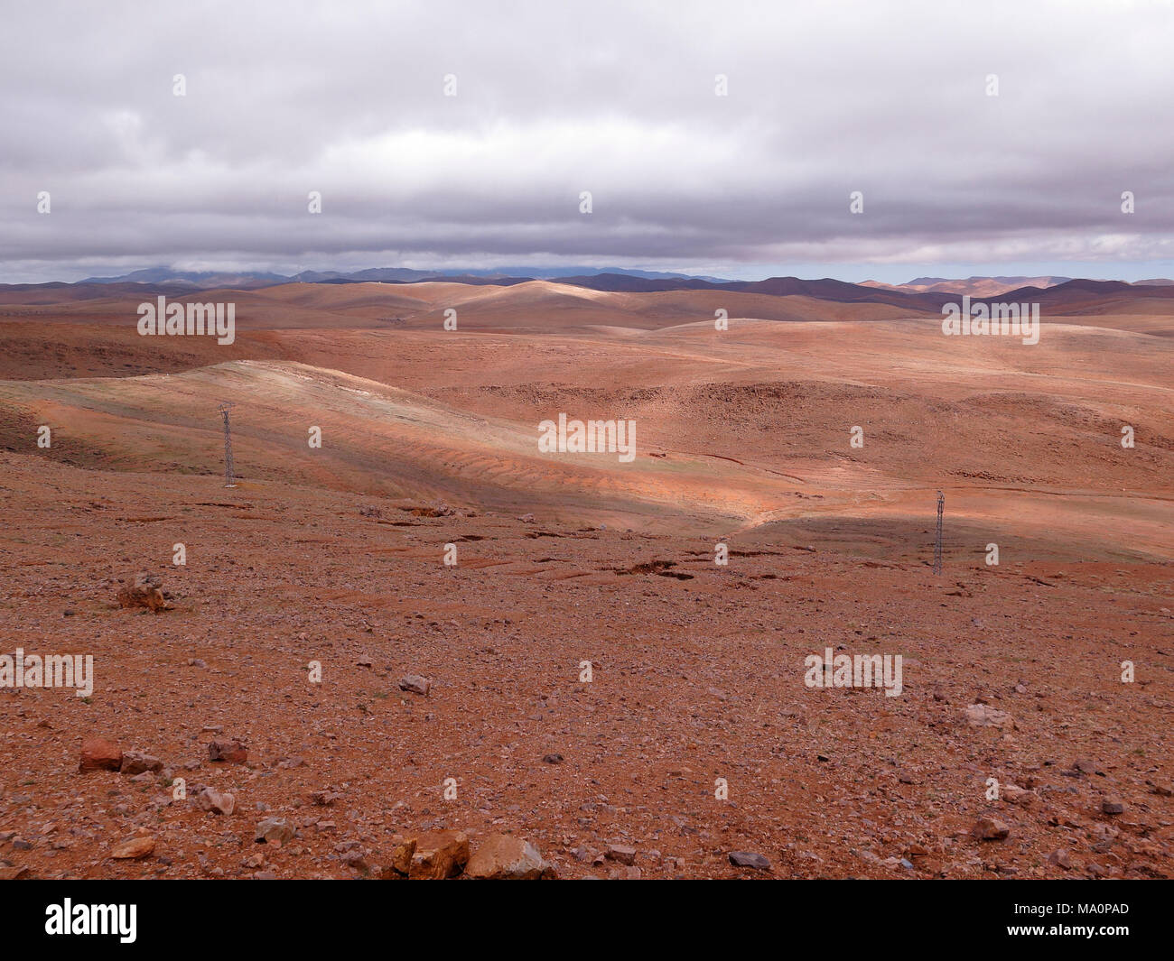 Stoney desert, Tiznit area, Morocco, March 2018 Stock Photo