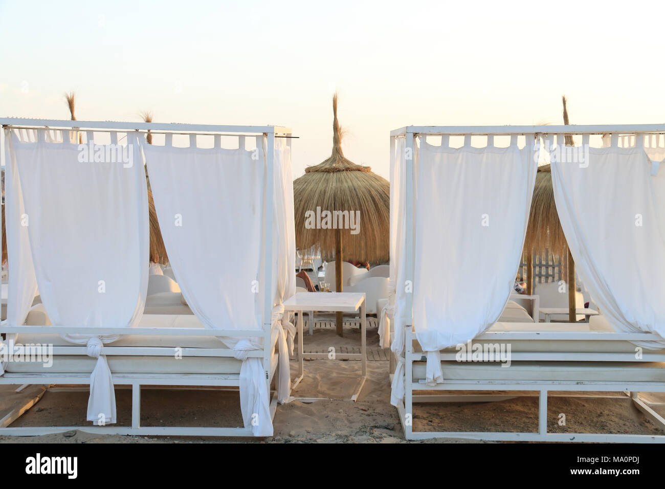 Beds on the beach Stock Photo Alamy