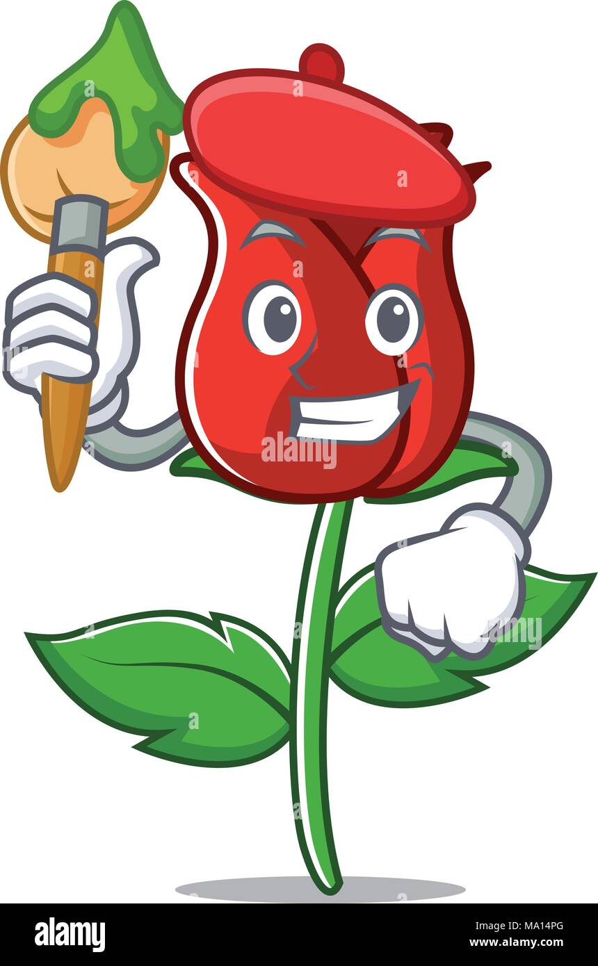 Artist red rose character cartoon Stock Vector Image & Art Alamy