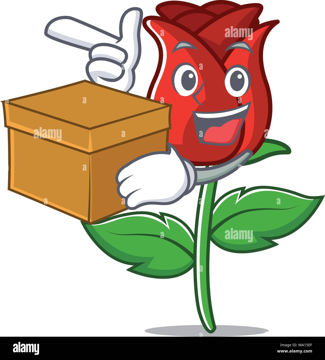 With box red rose character cartoon Stock Vector Image & Art Alamy