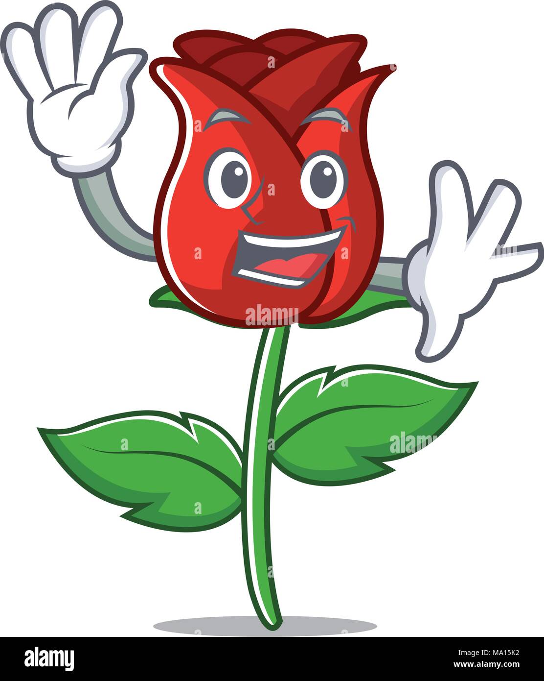 Waving red rose character cartoon Stock Vector Image & Art Alamy