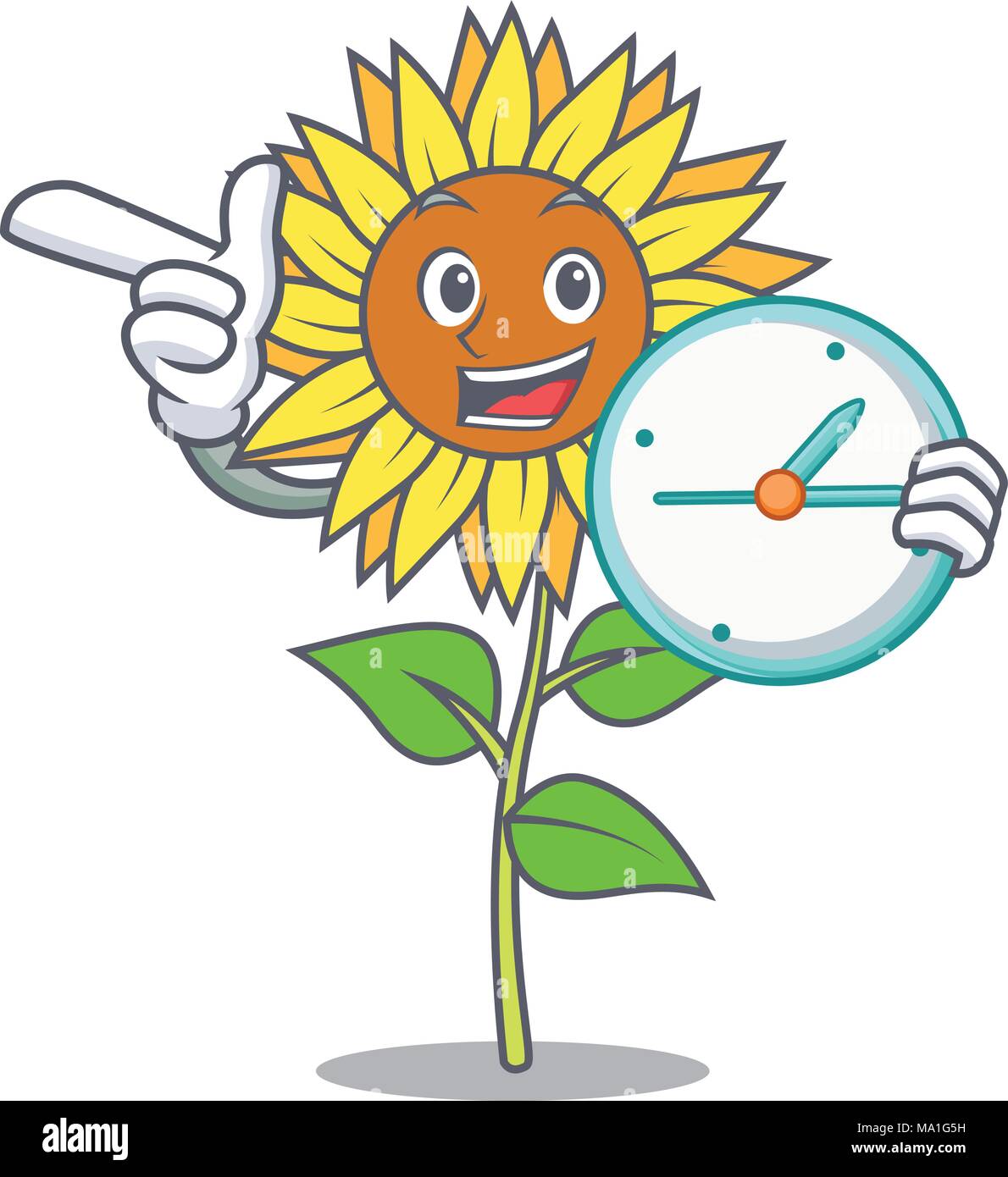 With clock sunflower character cartoon style Stock Vector Image & Art ...
