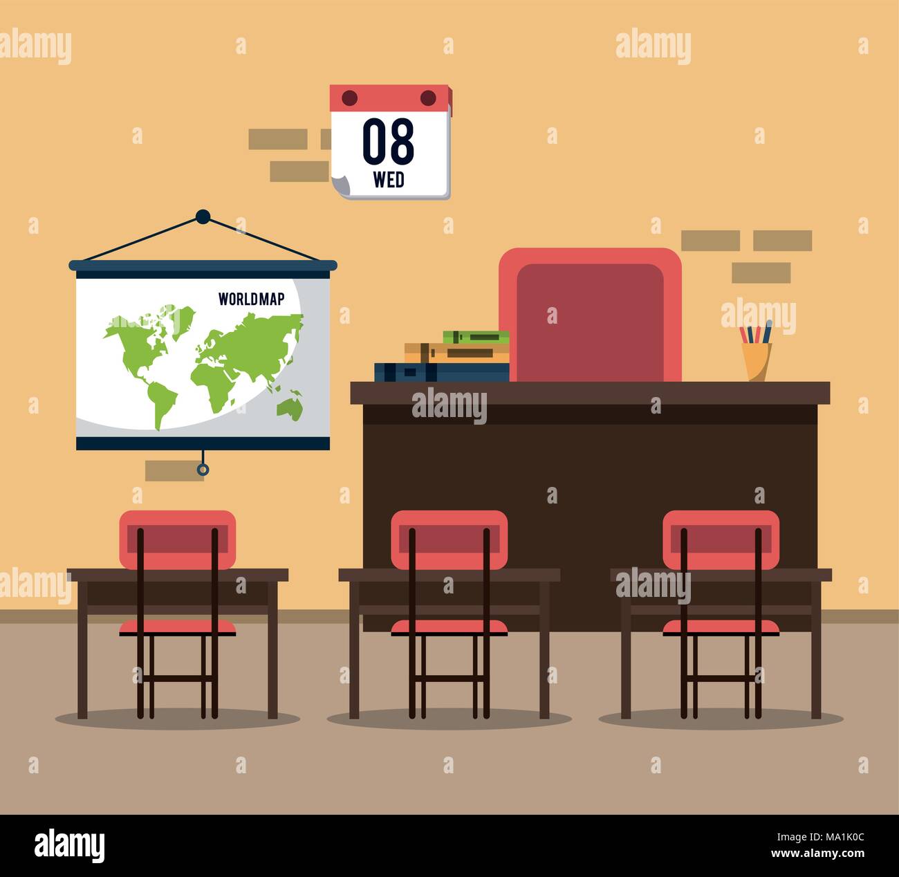 Empty classroom cartoon Stock Vector Image & Art - Alamy