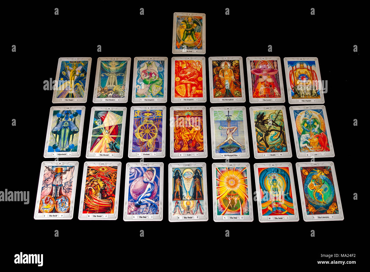 Major Arcana of the Crowley/Harris Thoth Tarot cards Stock Photo - Alamy