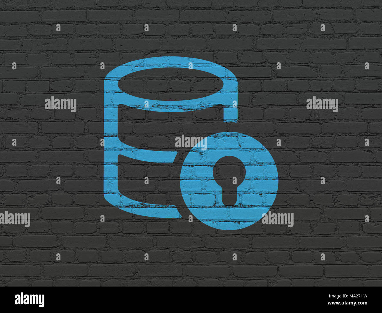 Software concept: Database With Lock on wall background Stock Photo - Alamy