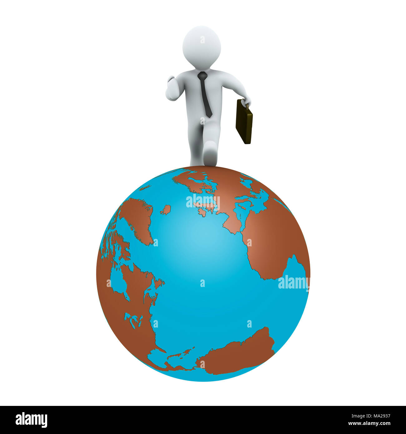3d Businessman Is Running Around The Globe Stock Photo Alamy