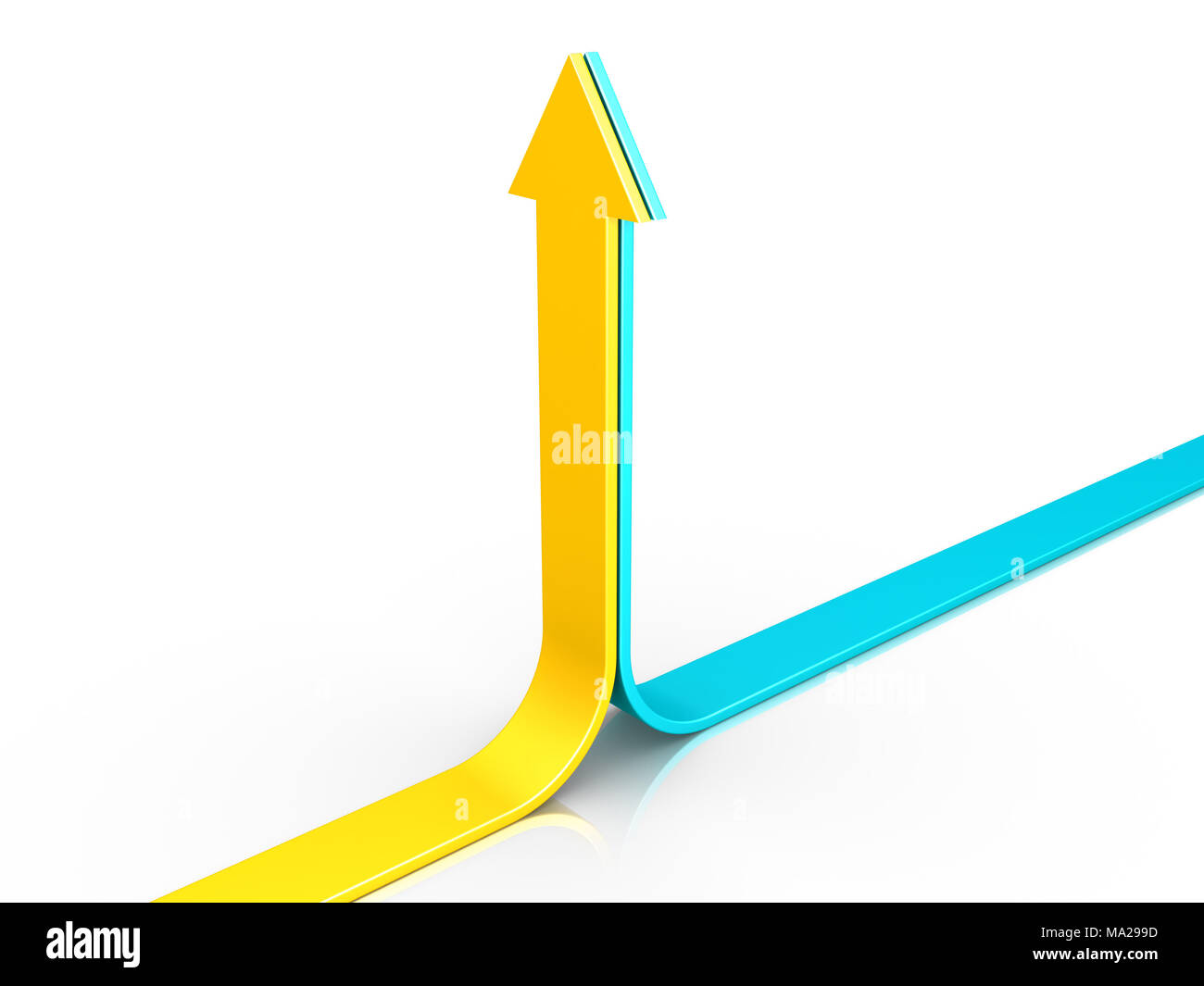 Two 3d arrows are pointing upwards together Stock Photo