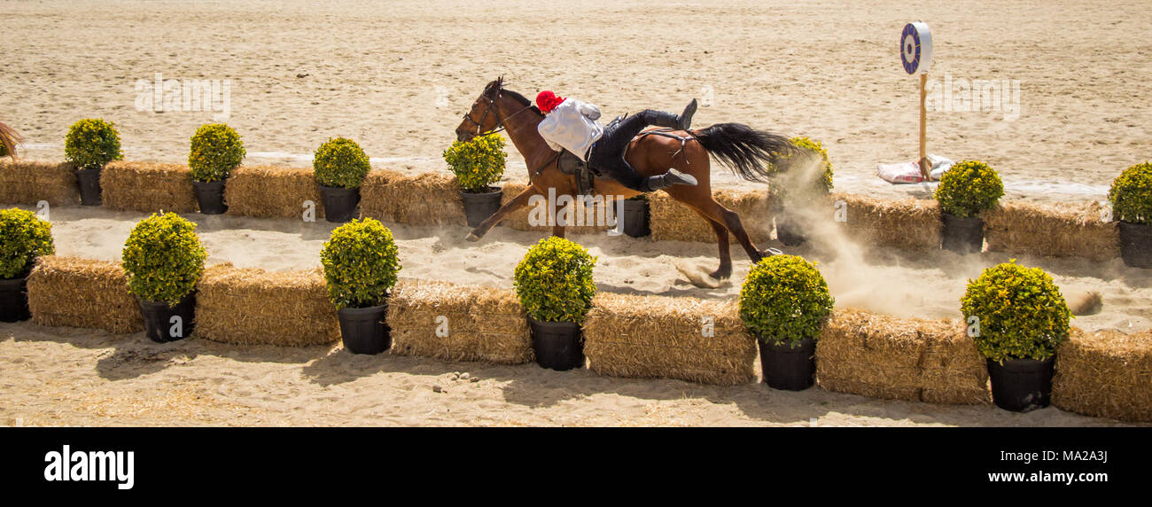 Horseman riding in their ethnic clothes on horseback Stock Photo Alamy