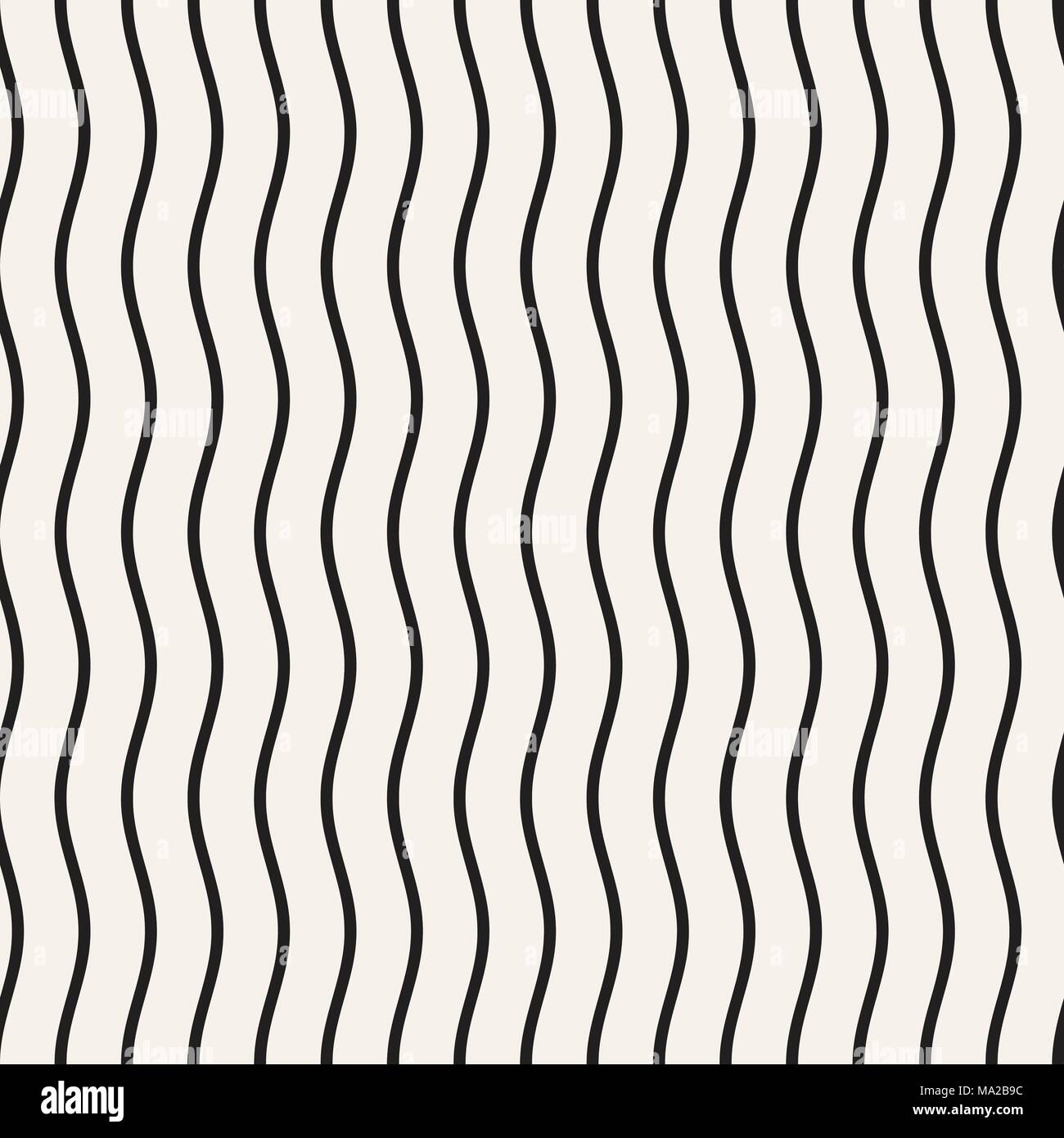 Vector Seamless Black and White Wavy Lines Simple Pattern. Abstract ...