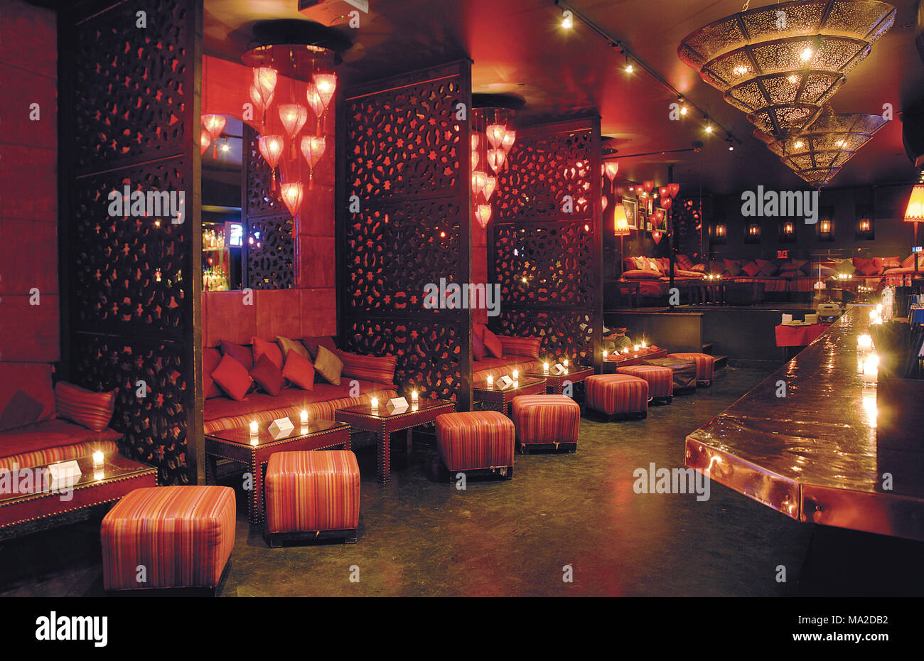 Illuminated Night Club Katra in New York, USA Stock Photo