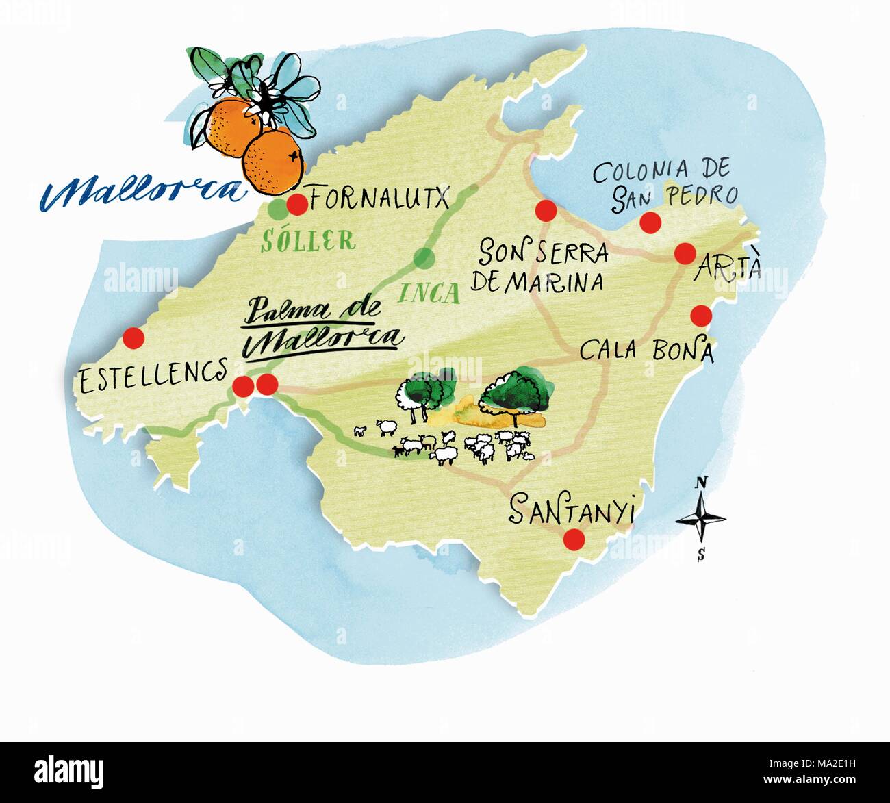 A map of Majorca Stock Photo