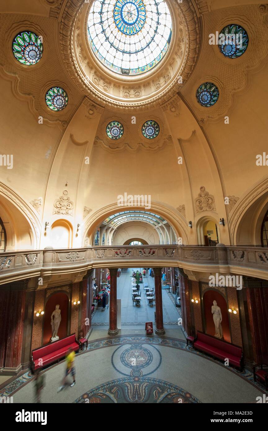 The magnificent hall of the art nouveau Gellért Baths, Budapest, Hungary Stock Photo