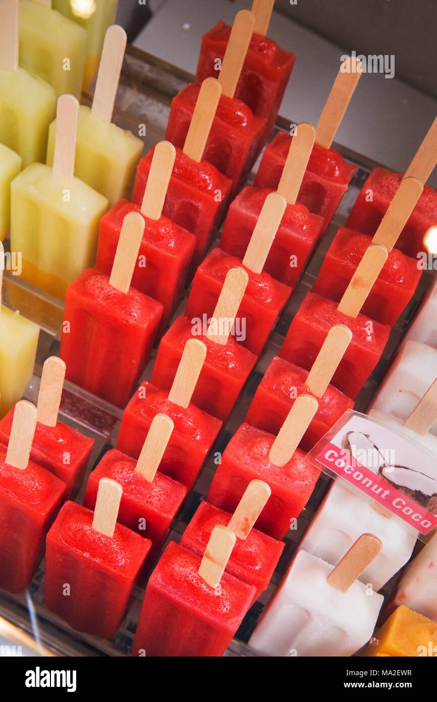 Homemade ice lollies in Barcelona Stock Photo Alamy