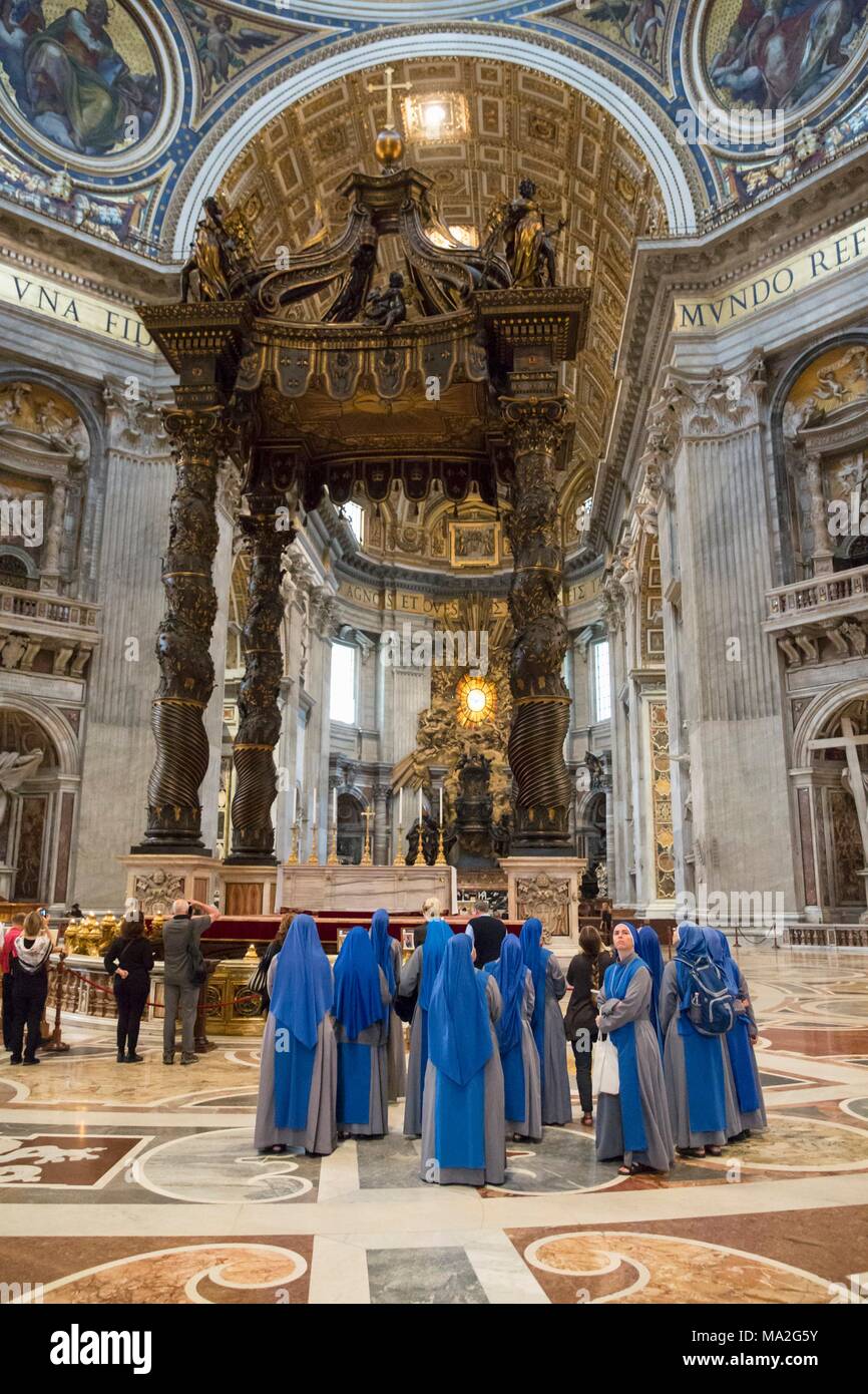 The Pope's alter in St Peter's Cathedral, Rome Stock Photo