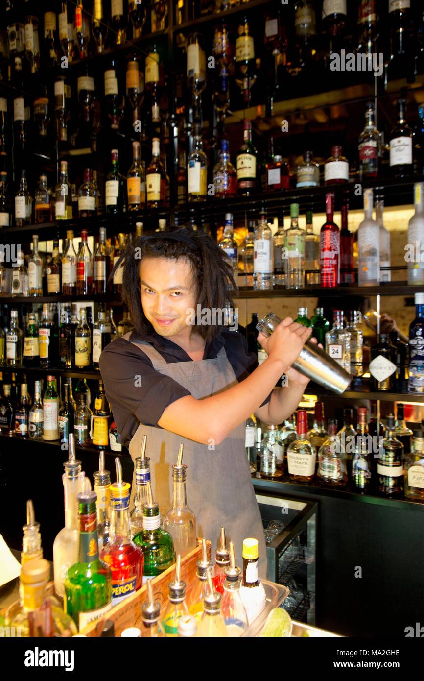 Bobby the barkeeper at the Restaurant Cutler & Co, Melbourne, Australia Stock Photo