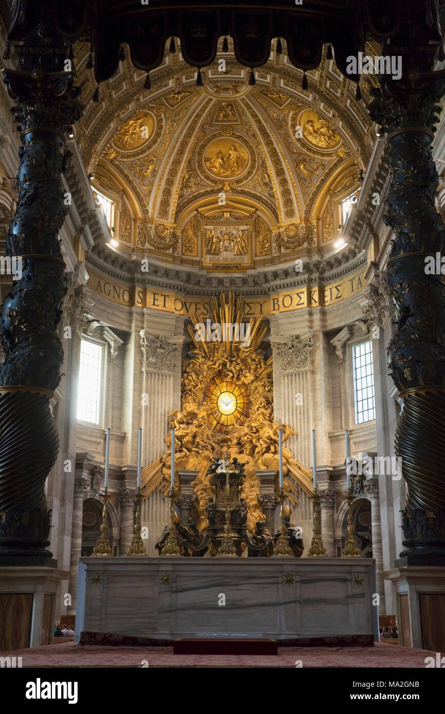 The apse in St Peter's Cathedral, Vatican, Rome Stock Photo