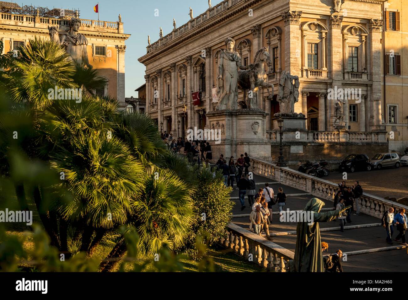 The Capitol building with steps to the Piazza del Campidoglio, Rome ...