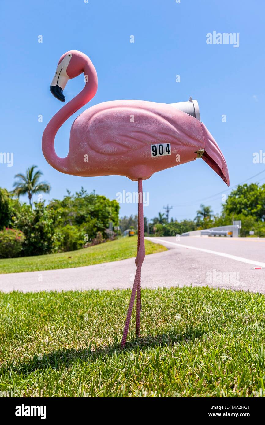 Mail box shaped like flamingo, Florida Panhandle, USA Stock Photo - Alamy
