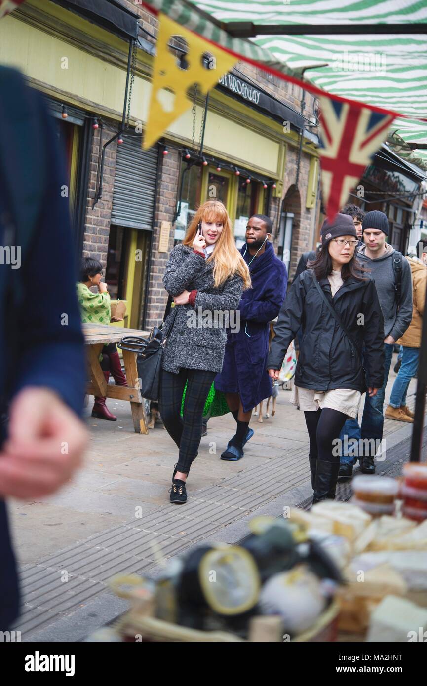 Young people at Broadway Market, Hackney, London, England Stock Photo