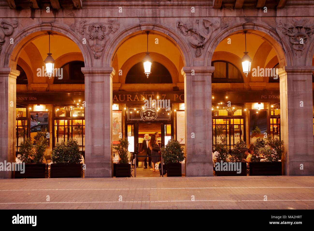 The entrance of the restaurant '7 Portes', Barcelona, Spain Stock Photo