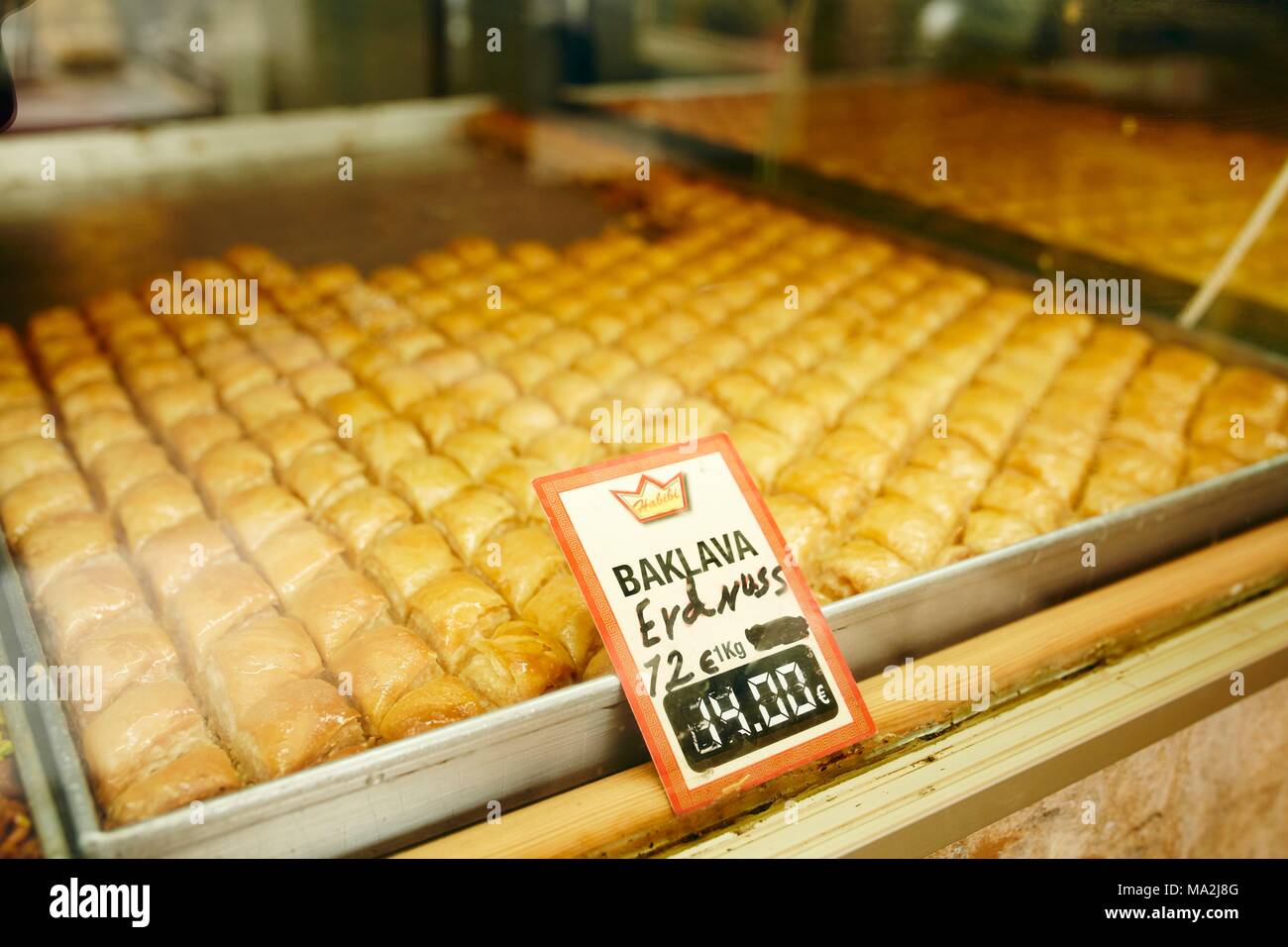 Baklava in a Turkish bakery Stock Photo Alamy