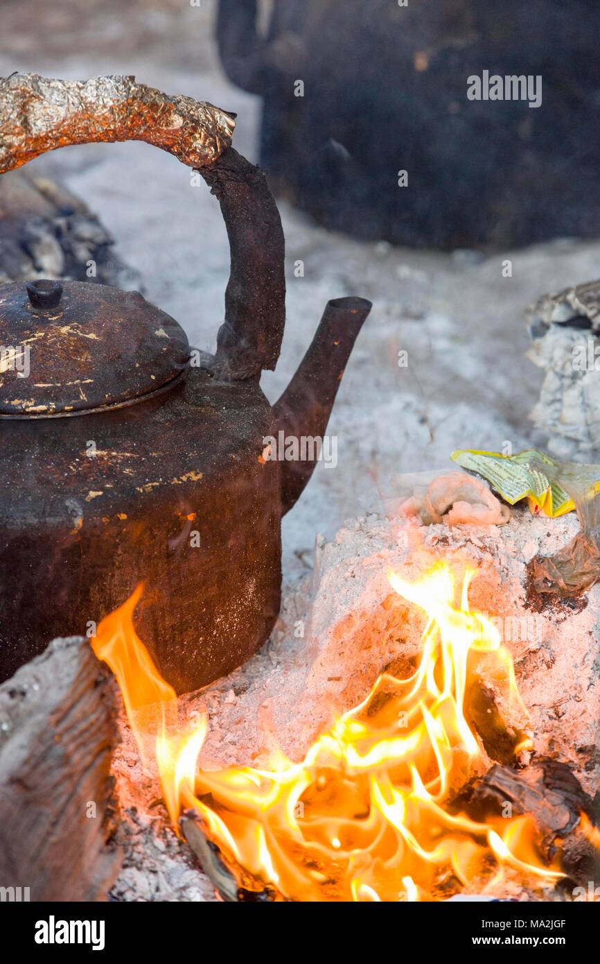 A kettle over an open fire Stock Photo Alamy