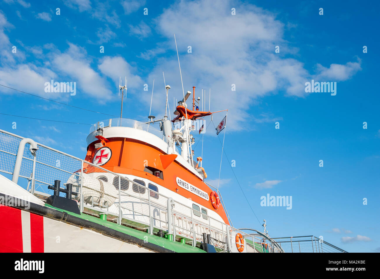 Lifeboat SAR Arwed Emminghaus in the Museum of sea rescue service, Burgstaaken, Fehmarn, Baltic Sea, Schleswig-Holstein, Germany, Europe Stock Photo